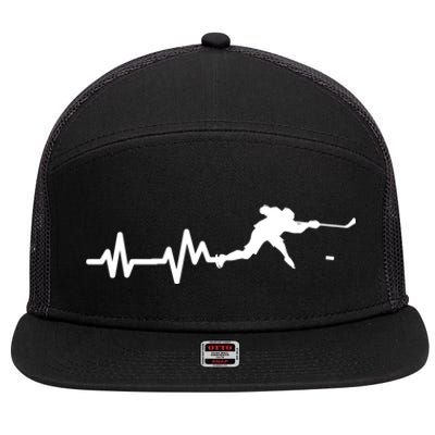 Hockey Player Heartbeat Hockey Great Gift 7 Panel Mesh Trucker Snapback Hat