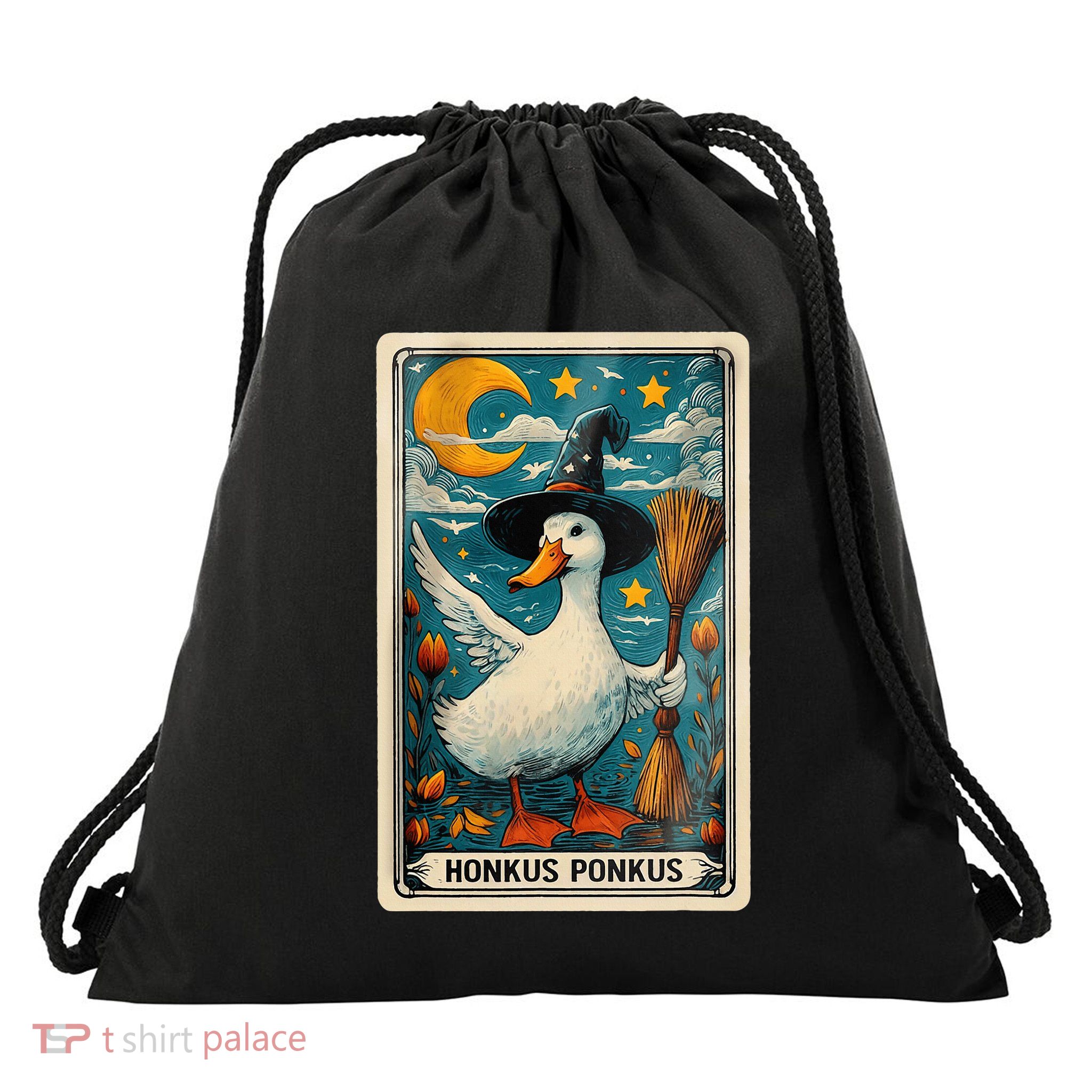 Honkus Ponkus Halloween Goose Meme Parody Retro Tarot Card Drawstring Bag