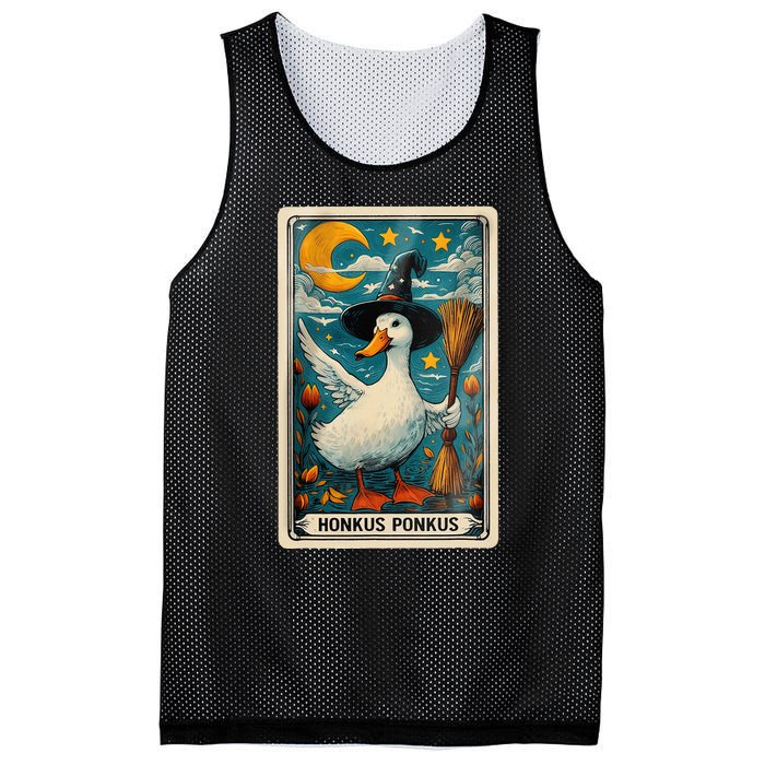 Honkus Ponkus Halloween Goose Meme Parody Retro Tarot Card Mesh Reversible Basketball Jersey Tank