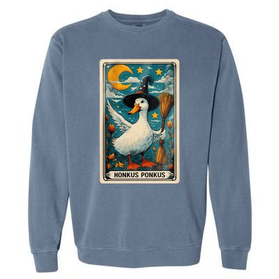 Honkus Ponkus Halloween Goose Meme Parody Retro Tarot Card Garment-Dyed Sweatshirt