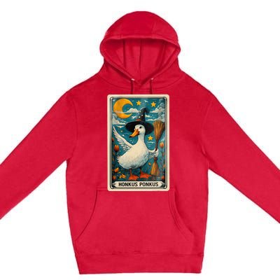 Honkus Ponkus Halloween Goose Meme Parody Retro Tarot Card Premium Pullover Hoodie