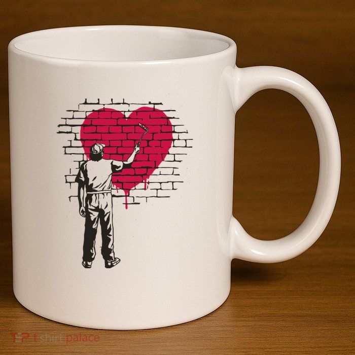 Heart Painter 11oz C Handle Ceramic Mug