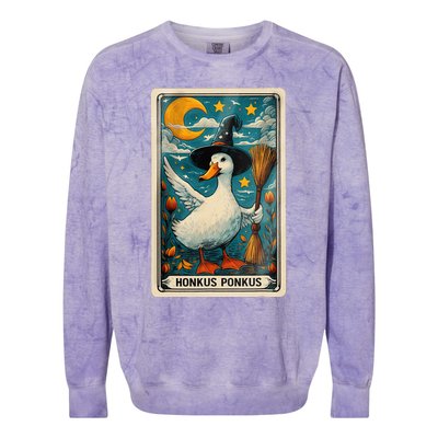 Honkus Ponkus Halloween Goose Meme Parody Retro Tarot Card Colorblast Crewneck Sweatshirt