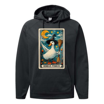 Honkus Ponkus Halloween Goose Meme Parody Retro Tarot Card Performance Fleece Hoodie