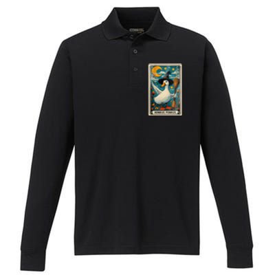 Honkus Ponkus Halloween Goose Meme Parody Retro Tarot Card Performance Long Sleeve Polo