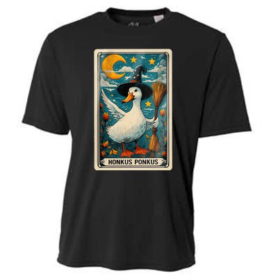 Honkus Ponkus Halloween Goose Meme Parody Retro Tarot Card Cooling Performance Crew T-Shirt