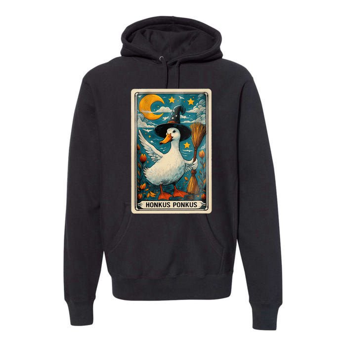 Honkus Ponkus Halloween Goose Meme Parody Retro Tarot Card Premium Hoodie