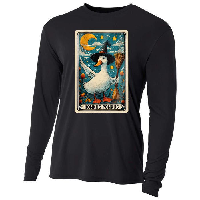 Honkus Ponkus Halloween Goose Meme Parody Retro Tarot Card Cooling Performance Long Sleeve Crew