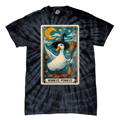 Honkus Ponkus Halloween Goose Meme Parody Retro Tarot Card Tie-Dye T-Shirt