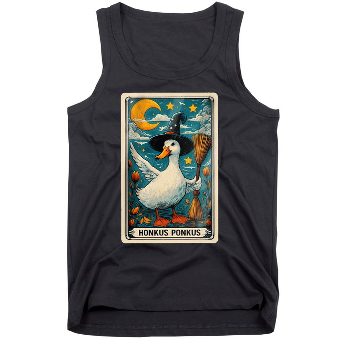 Honkus Ponkus Halloween Goose Meme Parody Retro Tarot Card Tank Top