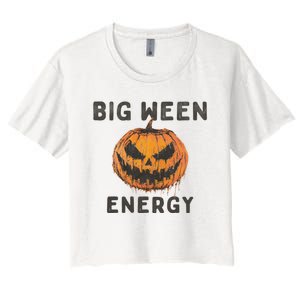 Halloween Pumpkin Head Big Ween Energy Spooky Women's Crop Top Tee