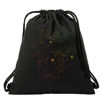 H.Arry Potter H.Ogwarts Rainbow Line Art Drawstring Bag