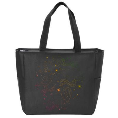 H.Arry Potter H.Ogwarts Rainbow Line Art Zip Tote Bag