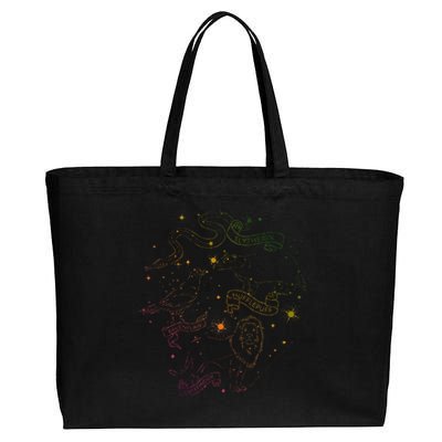 H.Arry Potter H.Ogwarts Rainbow Line Art Cotton Canvas Jumbo Tote