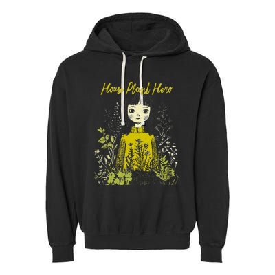 House Plant Hero Illustration Garment-Dyed Fleece Hoodie