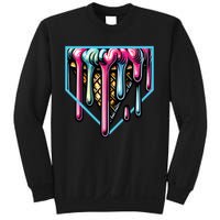 Home Plate Ice Cream Softball Baseball Melting Drip Sweatshirt