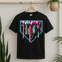 Home Plate Ice Cream Softball Baseball Melting Drip T-Shirt