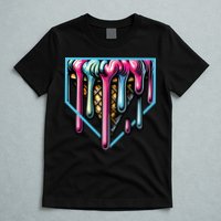Home Plate Ice Cream Softball Baseball Melting Drip T-Shirt