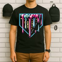 Home Plate Ice Cream Softball Baseball Melting Drip T-Shirt