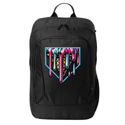 Home Plate Ice Cream Softball Baseball Melting Drip City Backpack
