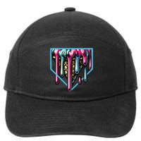 Home Plate Ice Cream Softball Baseball Melting Drip 7-Panel Snapback Hat