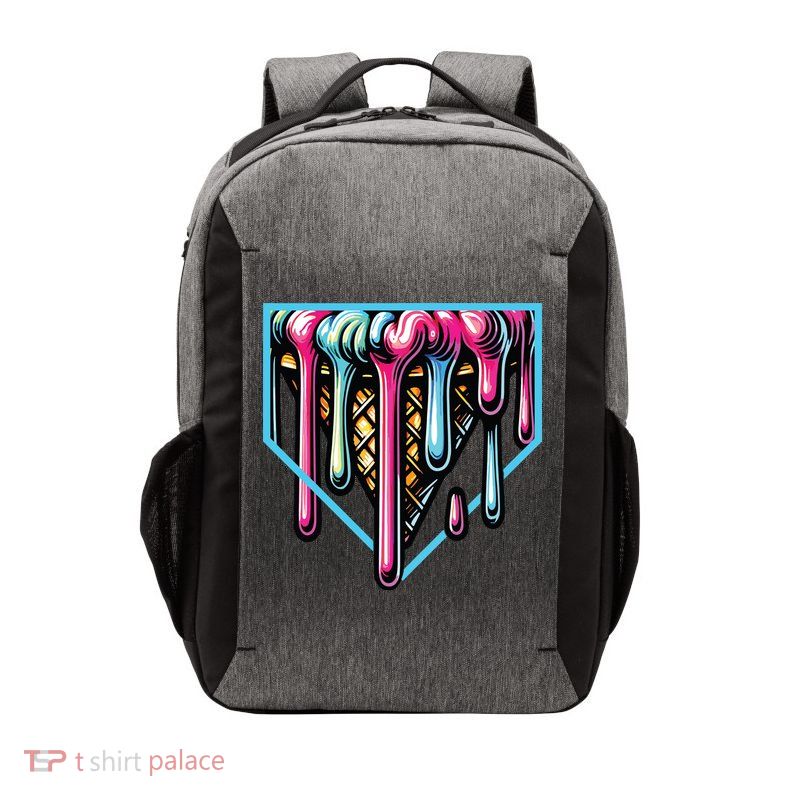 Home Plate Ice Cream Softball Baseball Melting Drip Vector Backpack