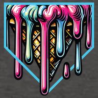 Home Plate Ice Cream Softball Baseball Melting Drip Vector Backpack