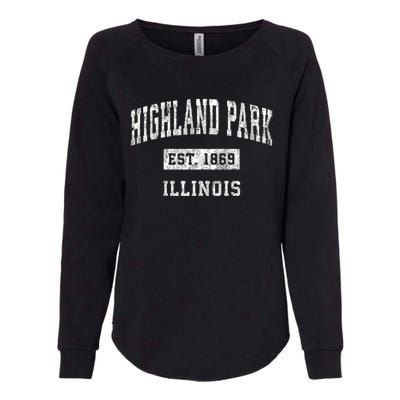 Highland Park Illinois Il Vintage Established Sports Design Womens California Wash Sweatshirt