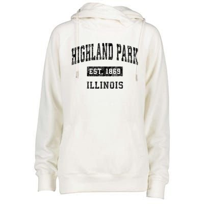 Highland Park Illinois Il Vintage Established Sports Design Womens Funnel Neck Pullover Hood