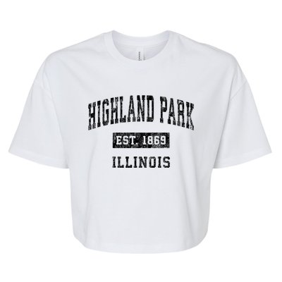 Highland Park Illinois Il Vintage Established Sports Design Bella+Canvas Jersey Crop Tee