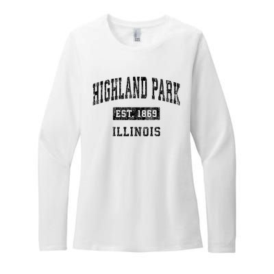 Highland Park Illinois Il Vintage Established Sports Design Womens CVC Long Sleeve Shirt