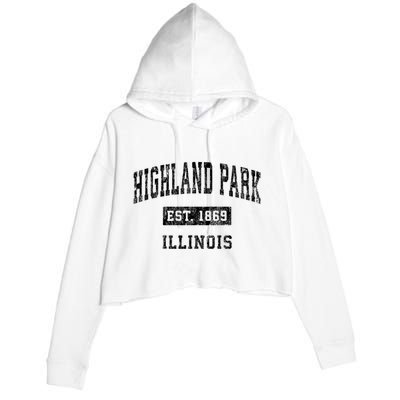 Highland Park Illinois Il Vintage Established Sports Design Crop Fleece Hoodie