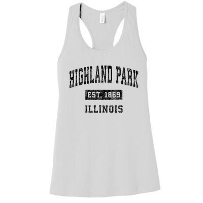 Highland Park Illinois Il Vintage Established Sports Design Women's Racerback Tank