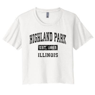 Highland Park Illinois Il Vintage Established Sports Design Women's Crop Top Tee