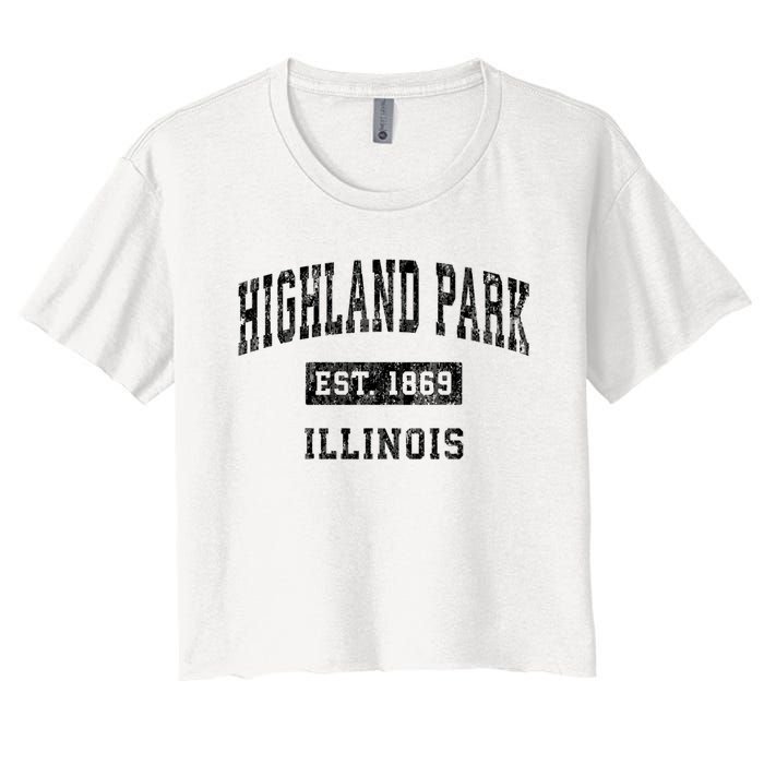 Highland Park Illinois Il Vintage Established Sports Design Women's Crop Top Tee