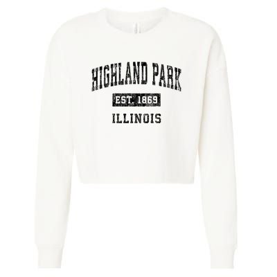 Highland Park Illinois Il Vintage Established Sports Design Cropped Pullover Crew