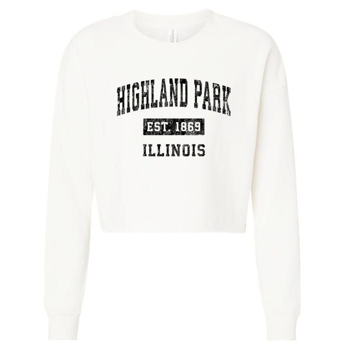 Highland Park Illinois Il Vintage Established Sports Design Cropped Pullover Crew