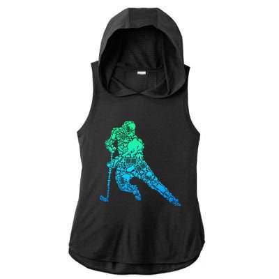 Hockey Player Ice Hockey Boy Ladies PosiCharge Tri-Blend Wicking Draft Hoodie Tank