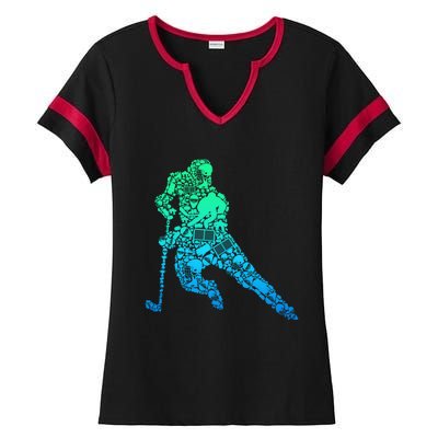 Hockey Player Ice Hockey Boy Ladies Halftime Notch Neck Tee