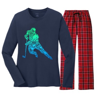 Hockey Player Ice Hockey Boy Women's Long Sleeve Flannel Pajama Set 