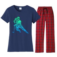 Hockey Player Ice Hockey Boy Women's Flannel Pajama Set