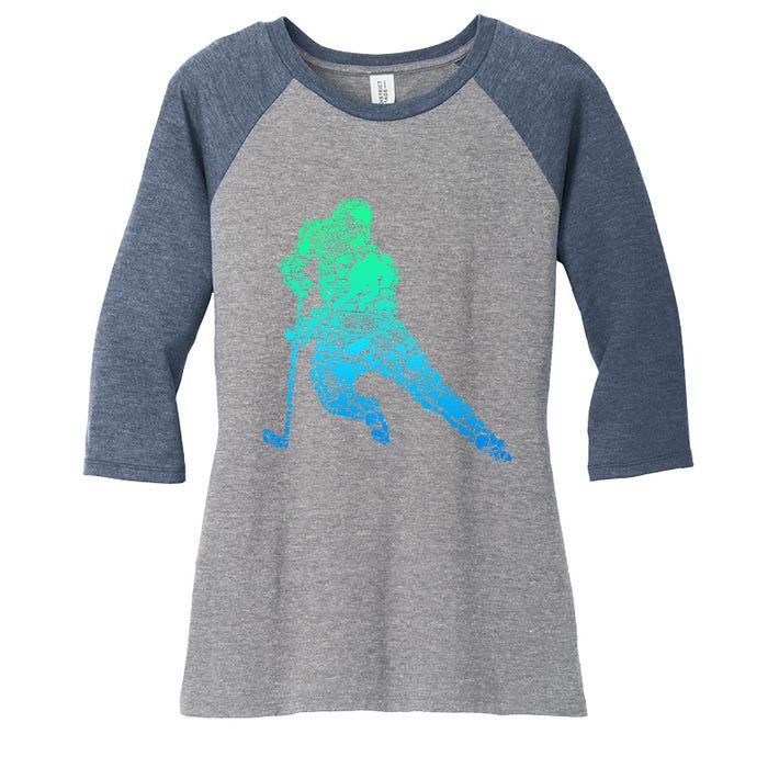 Hockey Player Ice Hockey Boy Women's Tri-Blend 3/4-Sleeve Raglan Shirt