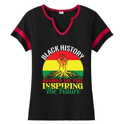 Honoring Past Inspiring Future Black History Month Ladies Halftime Notch Neck Tee