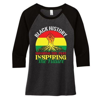 Honoring Past Inspiring Future Black History Month Women's Tri-Blend 3/4-Sleeve Raglan Shirt