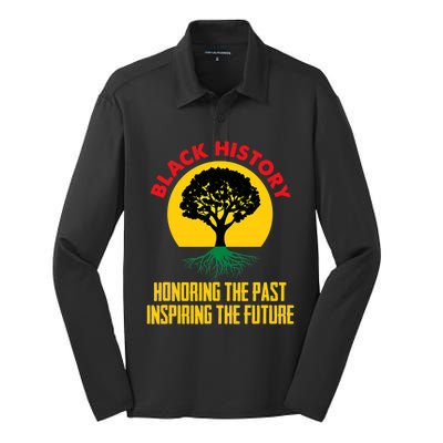 Honoring Past Inspiring Future Black History Month Gift Silk Touch Performance Long Sleeve Polo