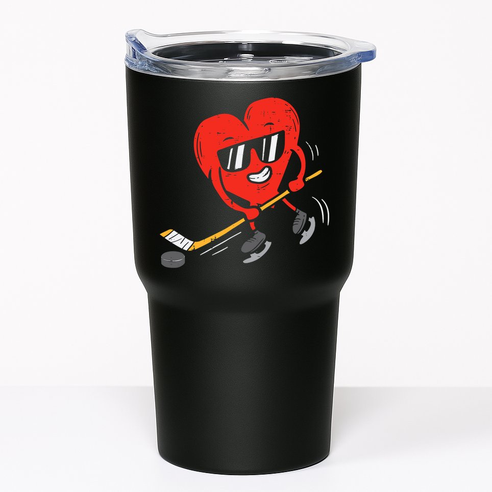 Heart Playing Ice Hockey Valentines Day Love Sports Boys Tumbler