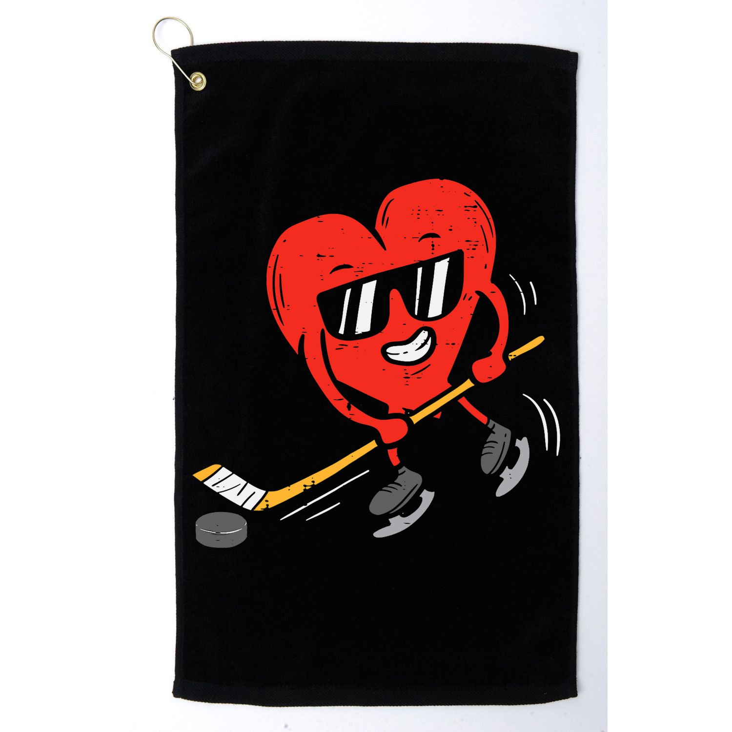 Heart Playing Ice Hockey Valentines Day Love Sports Boys Golf Towel