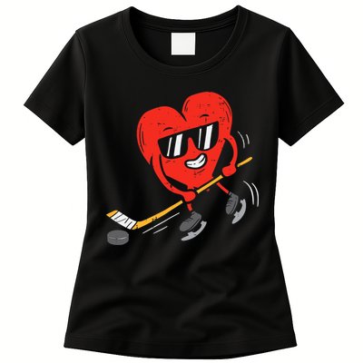 Heart Playing Ice Hockey Valentines Day Love Sports Boys Womens T-Shirt