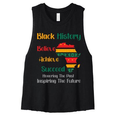 Honoring Past Inspiring Future Black History Month Women's Racerback Cropped Tank