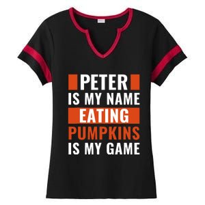 Halloween Peter Is My Name Eating Pumpkins Is My Game Costum Ladies Halftime Notch Neck Tee